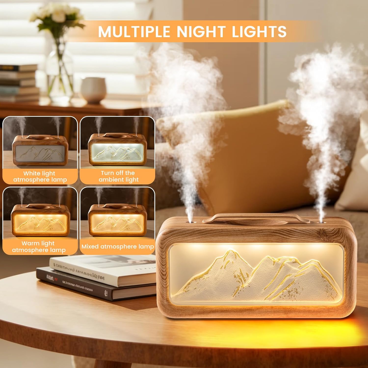 Humidifiers for Bedroom, 600ml Cool Mist Humidifier with Night Light, 23dB Quiet Operation, Mini Baby Humidifier,for Bedroom, Nursery, Office