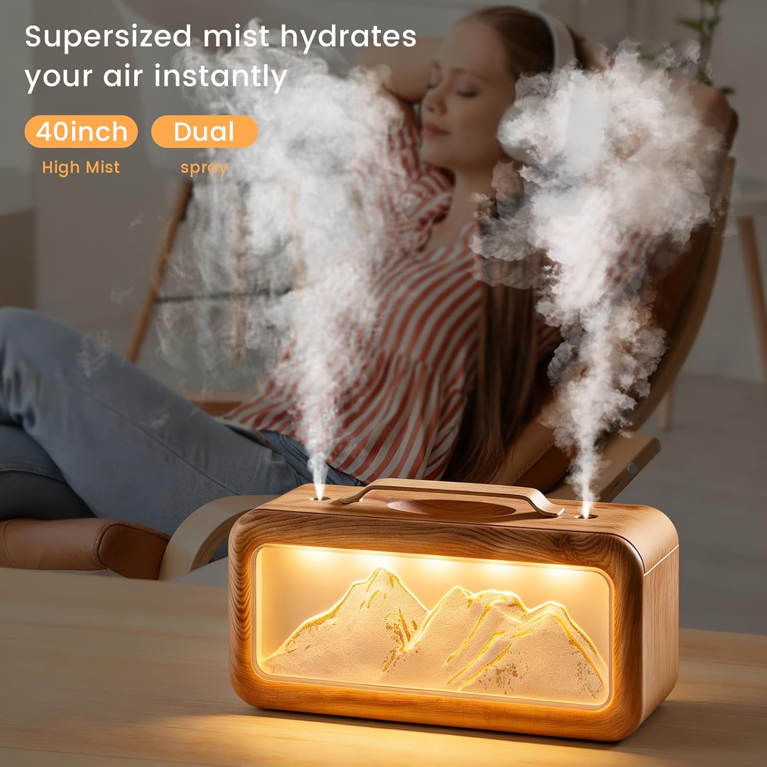 Humidifiers for Bedroom, 600ml Cool Mist Humidifier with Night Light, 23dB Quiet Operation, Mini Baby Humidifier,for Bedroom, Nursery, Office