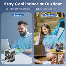 Load image into Gallery viewer, Desk Fan, Turbo Table Fan for Bedroom, 100-Speed Digital Display, Low Noise, 105° Adjustable Tilt, 7.5-inch, Rechargeable Battery