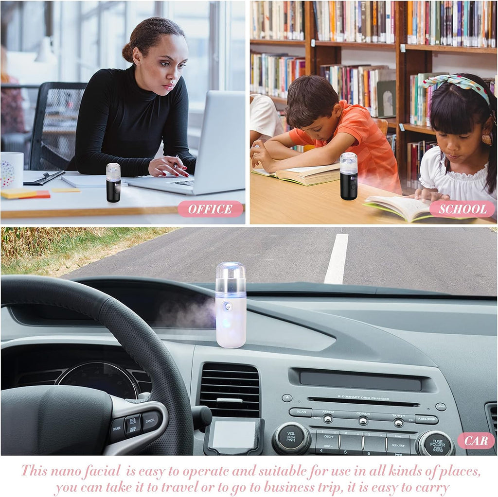2 Pack Nano Facial Mister Spray Bottle Handheld Humidifier Portable Face Mister for Eyelash Extensions USB Rechargeable 1 oz Mini Skin Care Machine